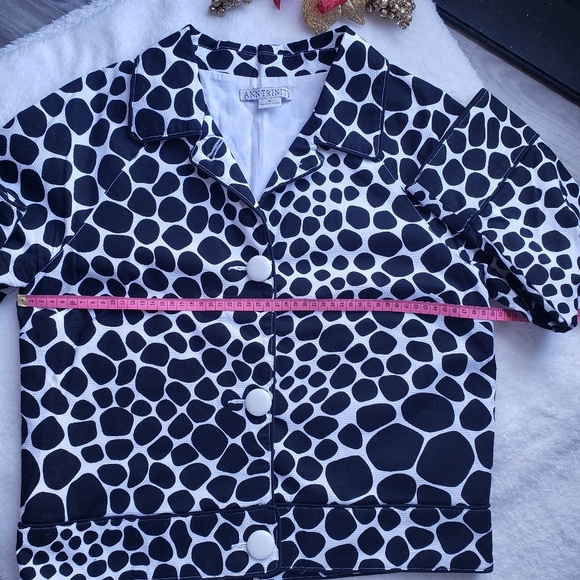 ANN TRINITY 3/4 sleeve sz M jacket  polka dots - Picture 3 of 7